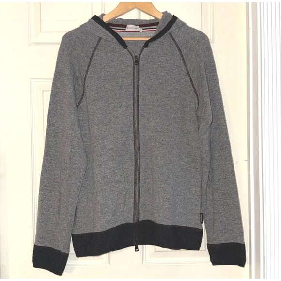 mens Moncler full zip hooded sweater cardigan size xxl gray wool cashmere - Picture 1 of 8